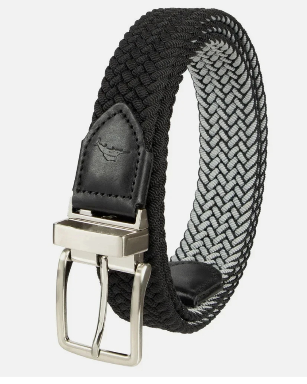 Tommy Bahama Men's Stretch Braided Reversible Belt, Black/Grey, Size L/XL, 38-42
